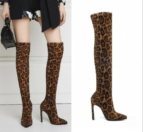 leopard over the knee boots